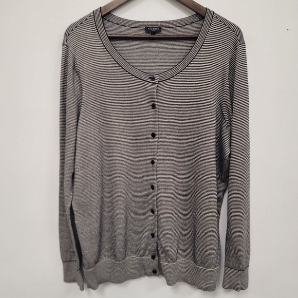 Talbots Womens Office Metallic Striped Cardigan Size 1X Blue Career Lightweight - Picture 1 of 8